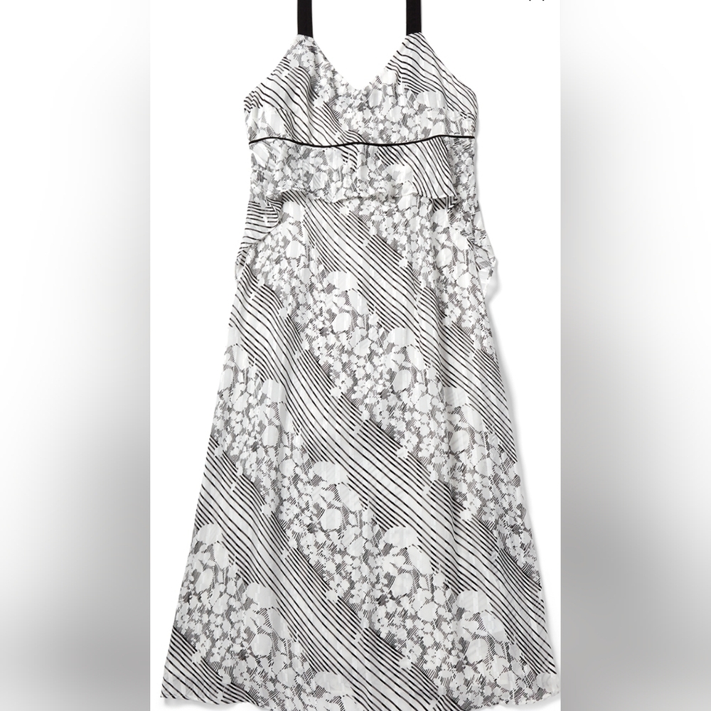 CAbi Black and White Floral Dress
